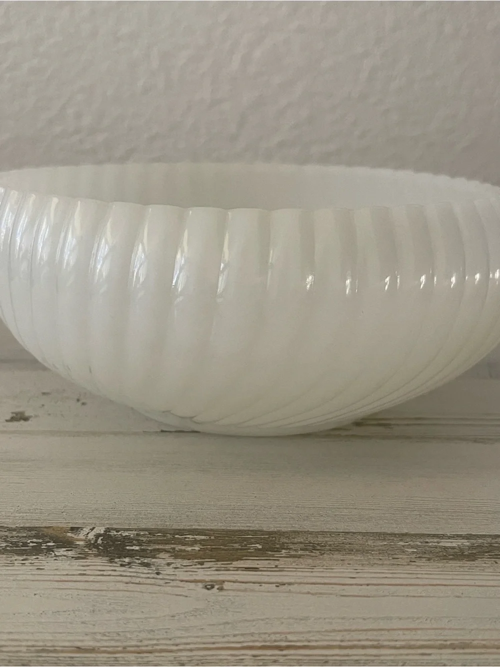 Vintage Fire King Milk Glass Ribbed Swirl Bulb Bowl